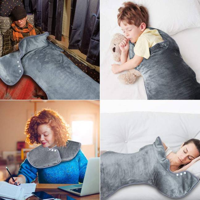 The heating pad can be worn a number of ways (Credit: Amazon)