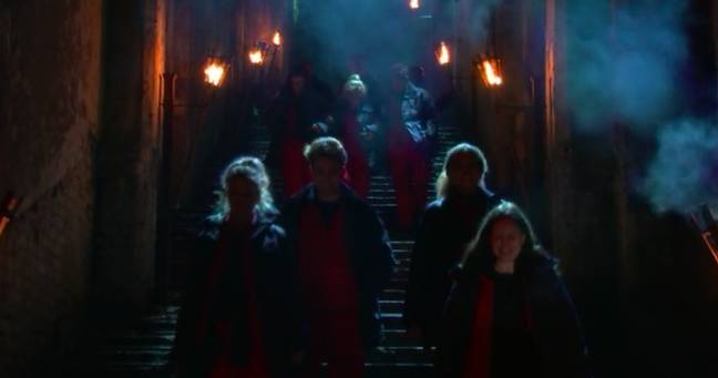 Viewers claimed they could hear a ghostly baby cry as the contestants descended the castle's stone steps (Credit: ITV)