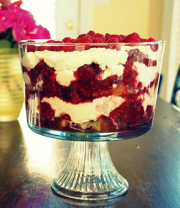 Trifle is an English classic, made up of layers of fruit, sponge fingers, custard and whipped cream. (Credit: Flickr)