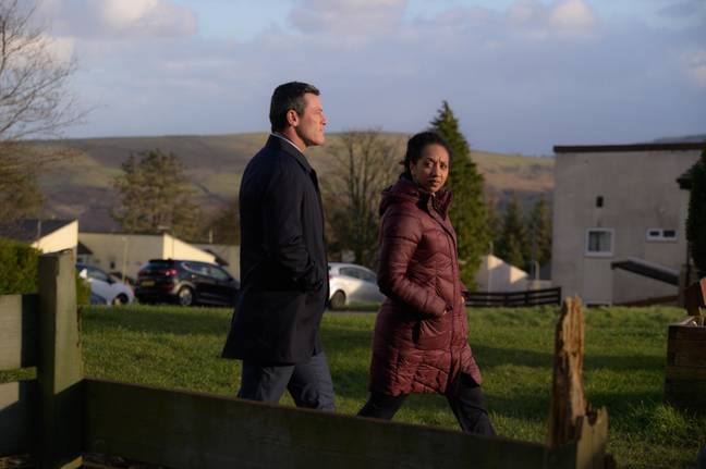 Alexandria Riley plays Ella Richards in The Pembrokeshire Murders alongside Luke Evans (Credit: ITV)