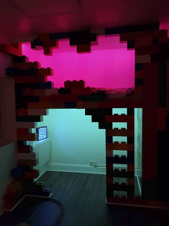 The room looks equally as great in the dark (Credit: Caters)