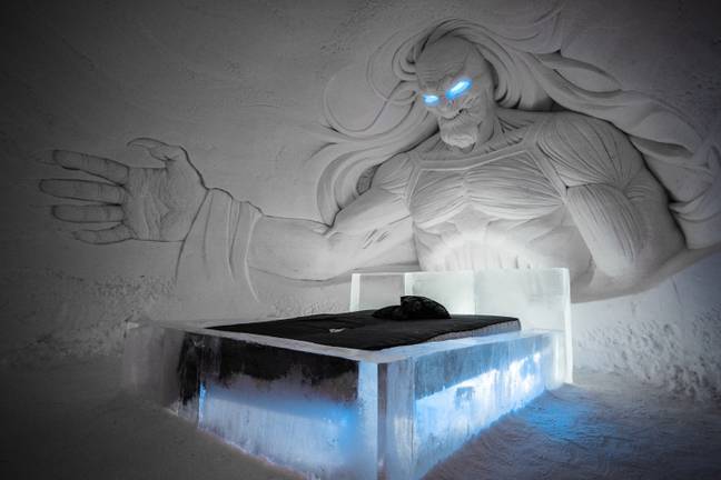 The beds are made from ice. Credit: Lapland Hotels