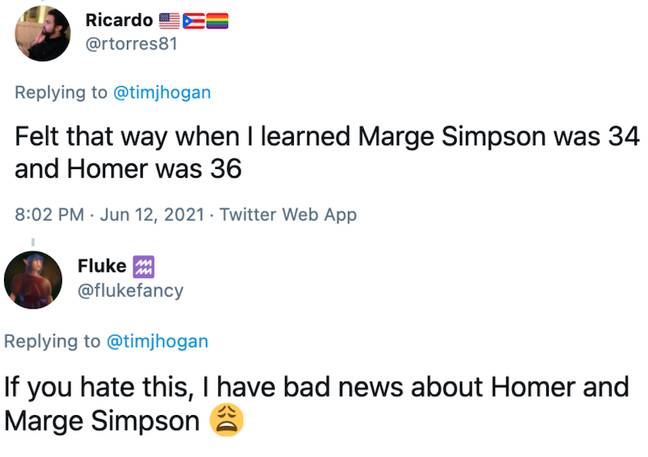 Other Twitter users compared the news to finding out Marge Simpson's real age (Credit: Twitter)