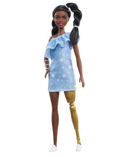A doll with a gold prosthetic leg is part of the new range (Credit: Mattel)