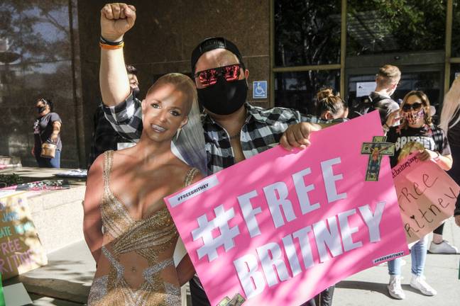 Britney Spears fans protesting in LA in November 2020. (Credit: PA)
