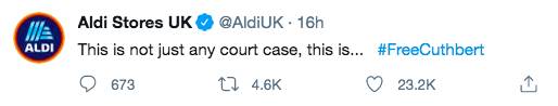 Aldi responded to the drama with this tweet (Credit: Twitter/ AldiUK)