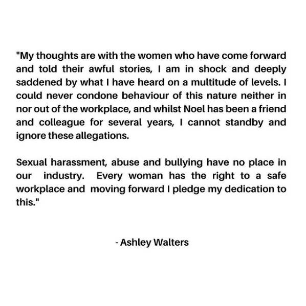 Ashley Walters offered support to the 20 women who told their story (Credit: Instagram - ashleywalters)