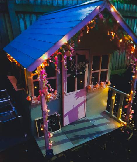 The house was draped with fairy lights (Credit: Facebook/ Becky Alice) 