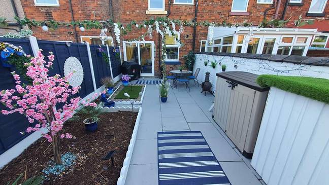 Chris used white masonry paint and Cuprinol paint in shade Iris Blue for his colour scheme (Credit: Chris Ryan)