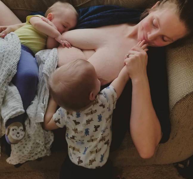 The mum is passionate about normalising breastfeeding (Credit: Media Drum World/@triple.twinning)