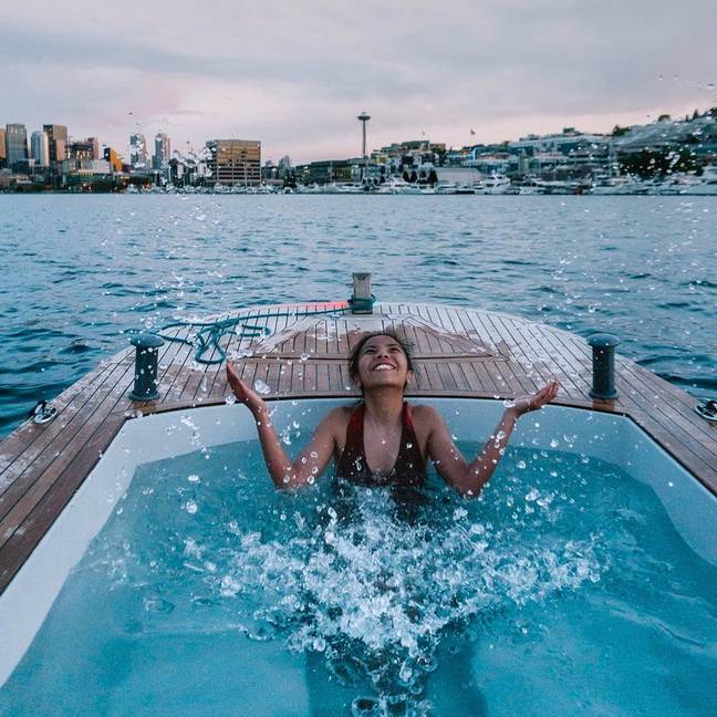 Hot Tub Boats have space for six people and can be driven around Lake Union, Seattle (Credit: Hot Tub Boats / Instagram)