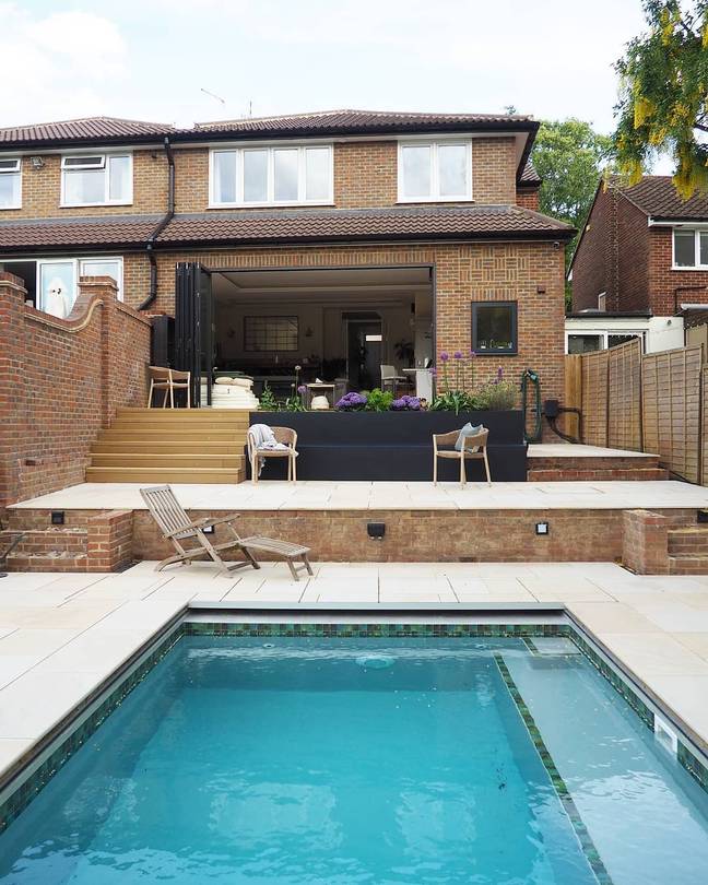 Today it's a plush outside space, pool and two storey extension (Credit: Instagram / @renovationhq)