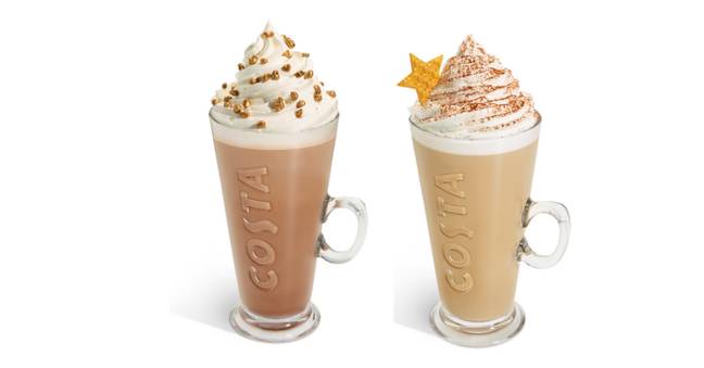 Costa have hazelnut praline flavour (left) as well as the new Irish Velvet coffee range (right) (Credit: Costa)