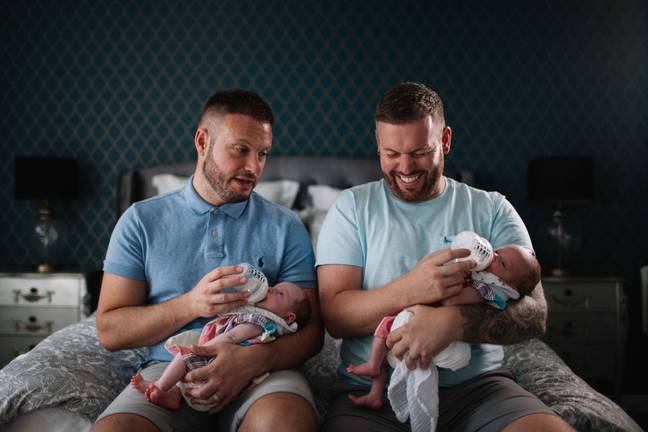 The series also welcomes first-time dads Paul and Craig Saunders with their twin girls. (Credit: BBC Two) 