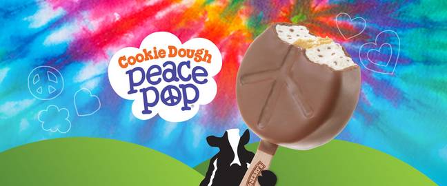 Behold the Peace Pop, which is available as of today and is the company's first take on ice cream on a stick (Credit: Ben &amp; Jerry's)