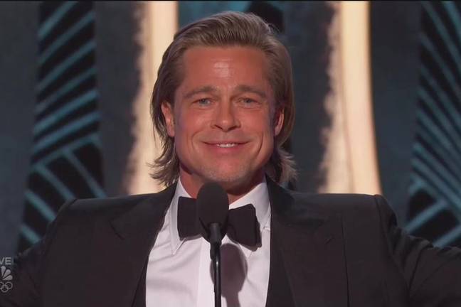 Brad Pitt managed to get the dig into his acceptance speech (Credit: NBC)