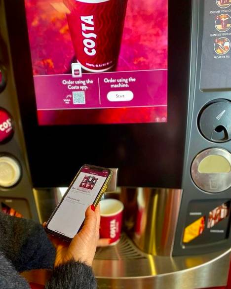 Costa is treating app users to an extra 300 points - worth £3 - when they buy a drink from an express machine (Credit: Instagram/Costa Coffee)