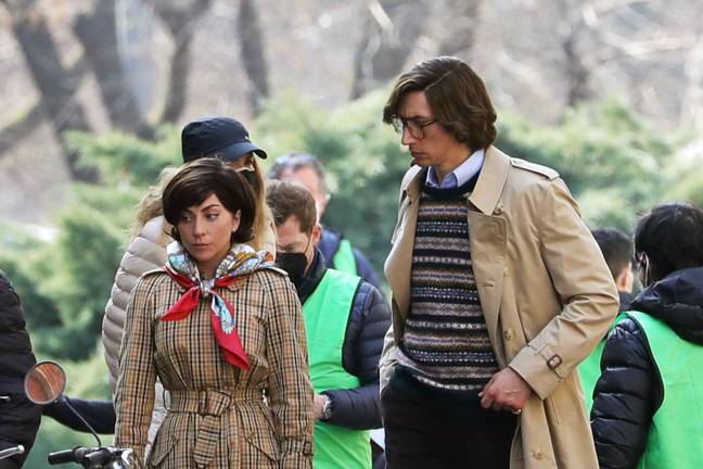 Lady Gaga and Adam Driver were spotted on set of House of Gucci in Italy (Credit: Getty)