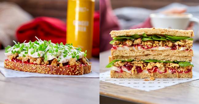Pret have released a gluten-free Christmas Lunch sandwich (left) and a classic version (right) (Credit: Pret)