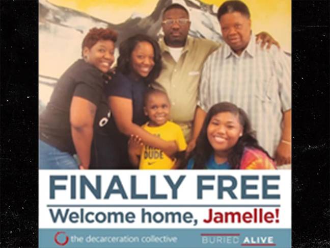 Jamelle is freed after 11 years behind bars. Credit: Buried Alive campaign