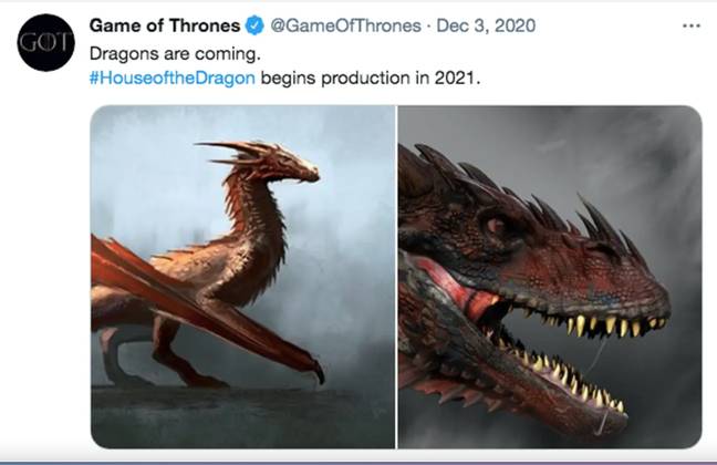 Game Of Thrones teased 'Dragons are coming' (Credit: Game of Thrones/ Twitter)