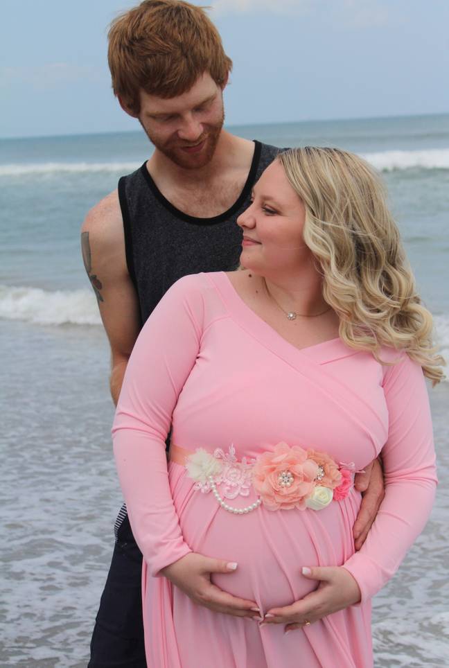 Kristan Othersen, 22, from Ohio, was showing off her 30-week bump with her partner Kyle Johnson (Credit: Caters News)