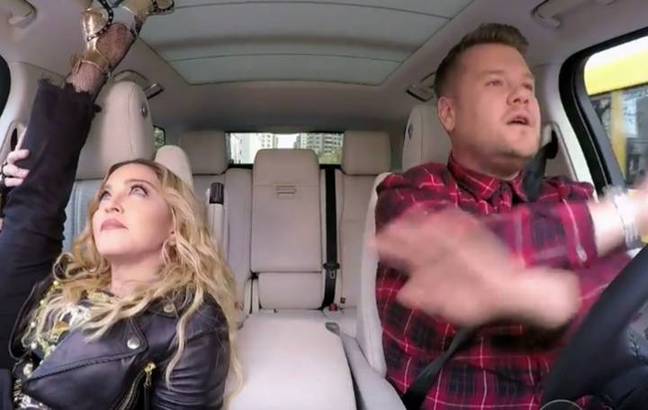 Corden has had guests including Madonna in the famous car (Credit: CBS)