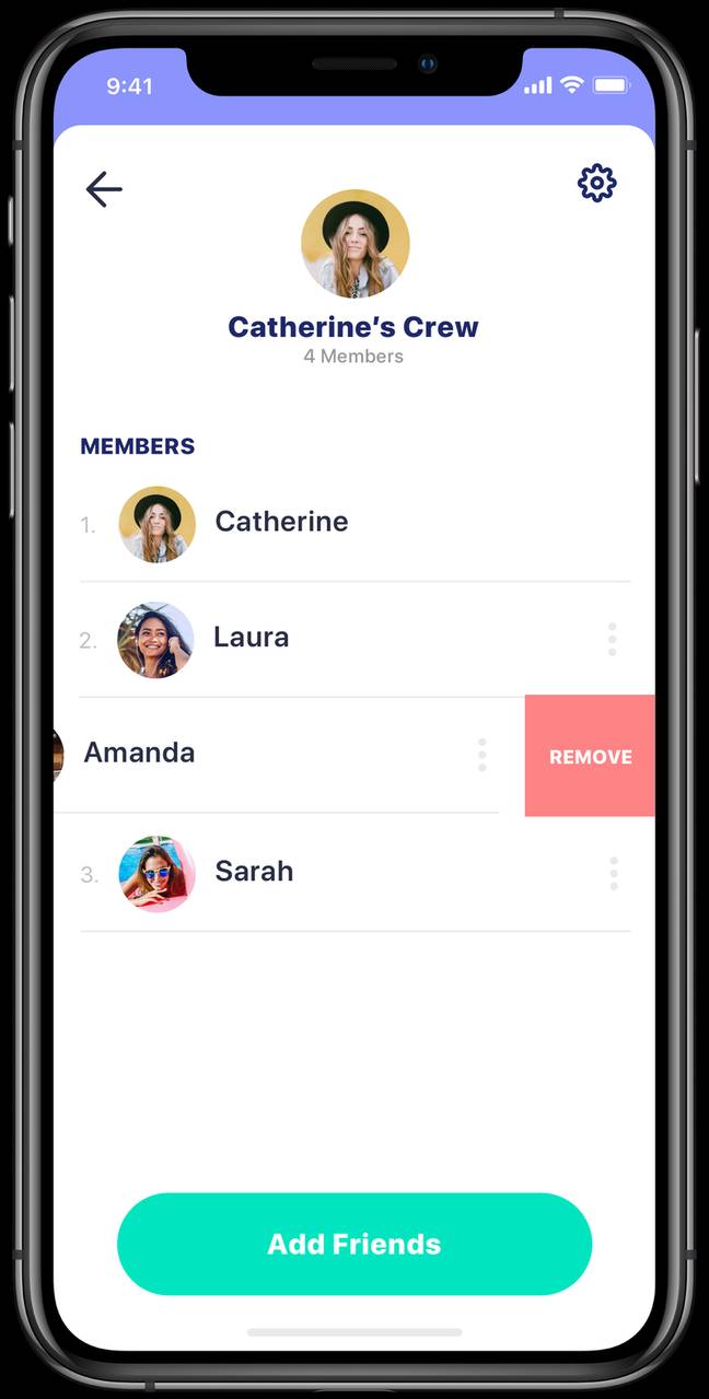 You can add and remove people in the app. (Credit: Betches)