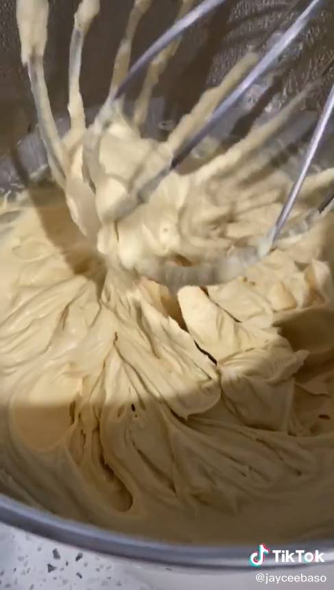 This TikTok user has gone even simpler with only two ingredients in her Caramilk mousse! (Credit: TikTok - jayceebaso) 