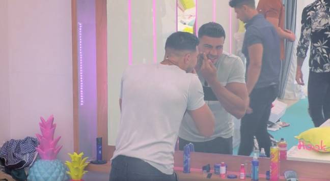 Tommy trying to tackle a pimple. Credit: ITV