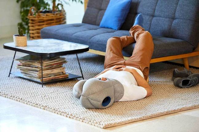 You could make like this guy, and nap on the floor of your office reception area - if you want to (Credit: Ostrich Pillow)