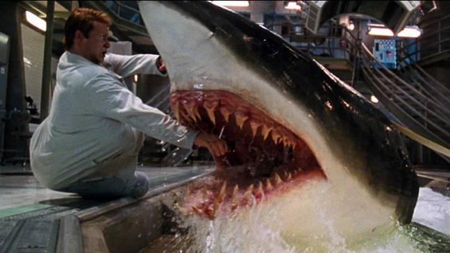 We can only hope to get more iconic scenes like this is 'Deep Blue Sea 3' (Credit: Warner Bros)