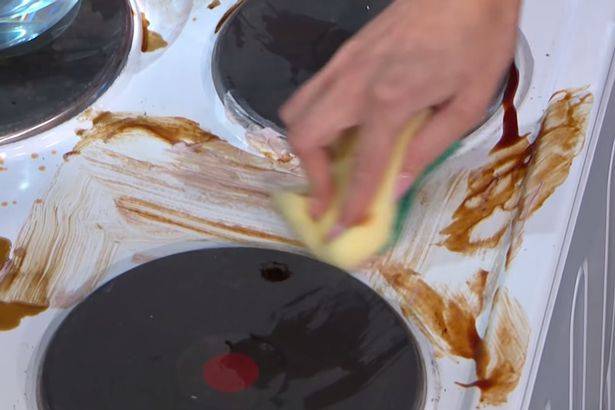 Sophie suggests giving your hob a clean with some Pink Stuff paste and a scourer (Credit: ITV)