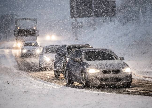 The snow has already hit northern England and some areas of the Midlands (Credit: PA)
