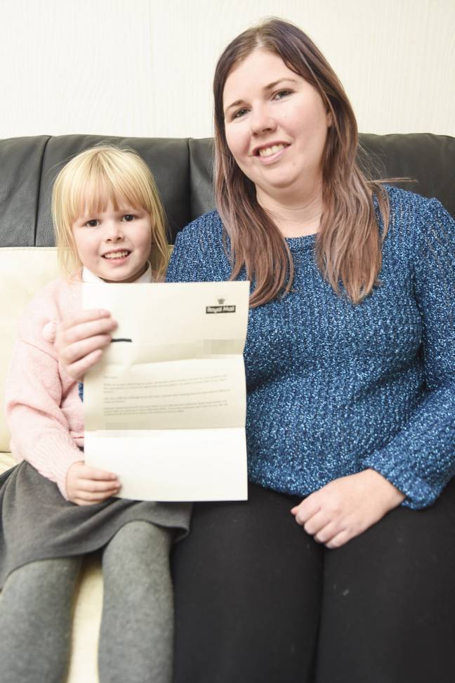 Hollie was thrilled to receive a letter from the Royal Mail (Credit: Caters)
