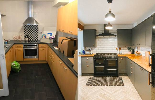 The kitchen has been spruced up with new counter tops and tiles (Credit: Jordy Wells)