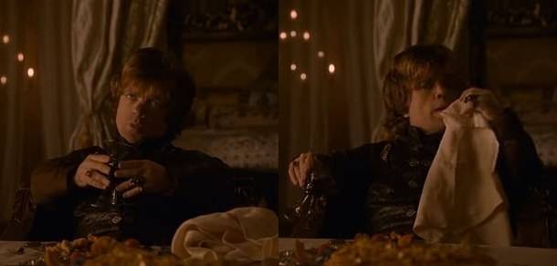 Tyrion's magic napkin. Credit: HBO
