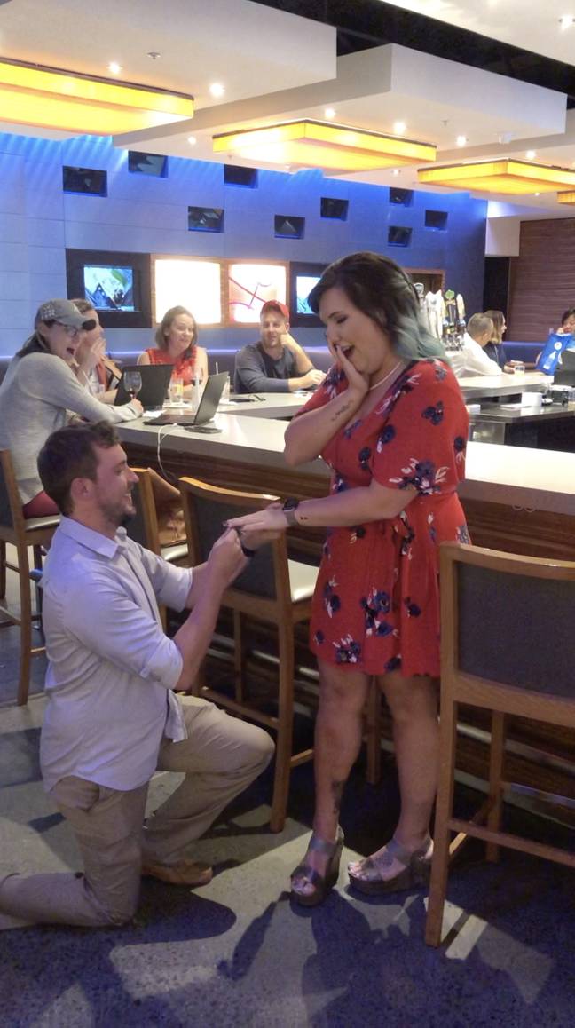 The couple staged the proposal (Credit: Caters News Agency)