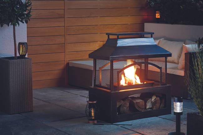 The log burner is a great centrepiece for any garden (Credit: Aldi) 