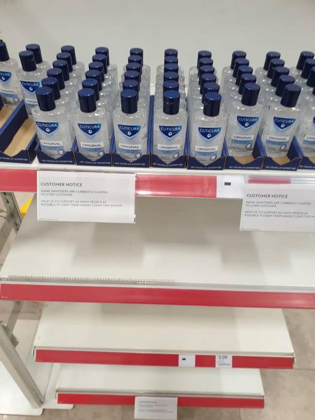 With increasing numbers of people putting in large orders of antibac products, shoppers are being met with empty shelves. (Credit: Triangle News)
