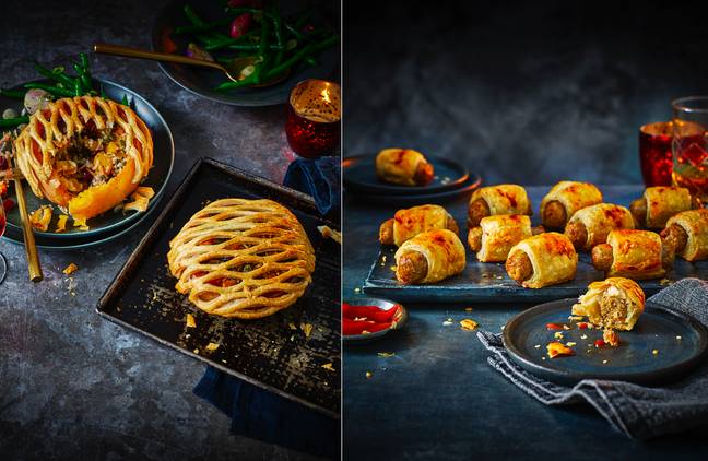 Filled Butternut Squash and Plant Kitchen No Pork Pigs in Blankets (£3.50). Credit: M&amp;S
