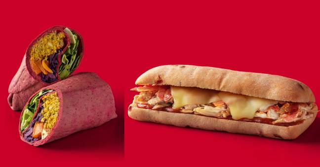Rounding out their sandwich range Starbucks have the Very Merry Vegan Wrap (left) and the Festive Feast Panini (right) (Credit: Starbucks)