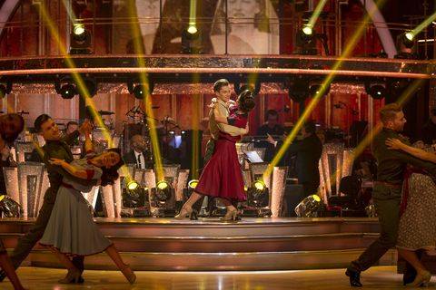 The pro dancers wore World War II period dress (Credit: BBC)