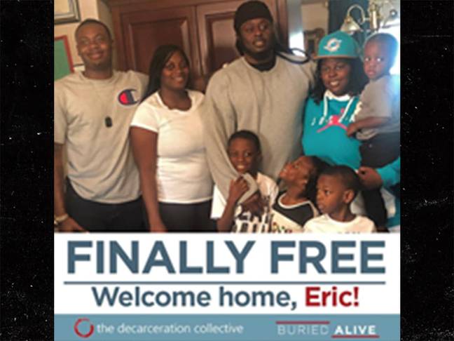 Eric is freed after 16 years behind bars. Credit: Buried Alive campaign
