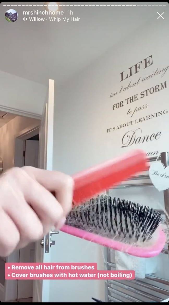First, thoroughly clean your brushes with a comb (Credit: Instagram / @MrsHinchHome)
