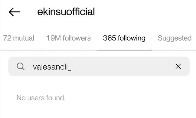 Ekin-Su is not following Valeria back on Instagram as of yet. Credit: Instagram.