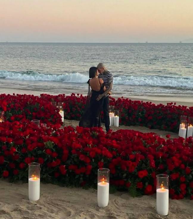 Kourtney and Travis' engagement was shown on the show.  Credit: Hulu/Disney+