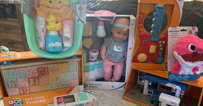 Ivet and Isaac managed to buy nine toys for their daughter for just £27.  Credit: Kennedy News &;  Media