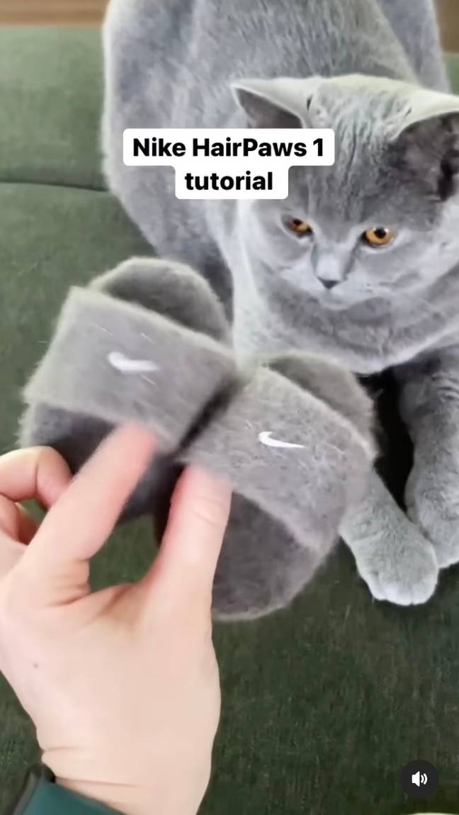 Pet owners are making tiny ‘Nike’ sliders out of their pets’ fur, and it’s kind of adorable (@ mochithecatto Instagram).