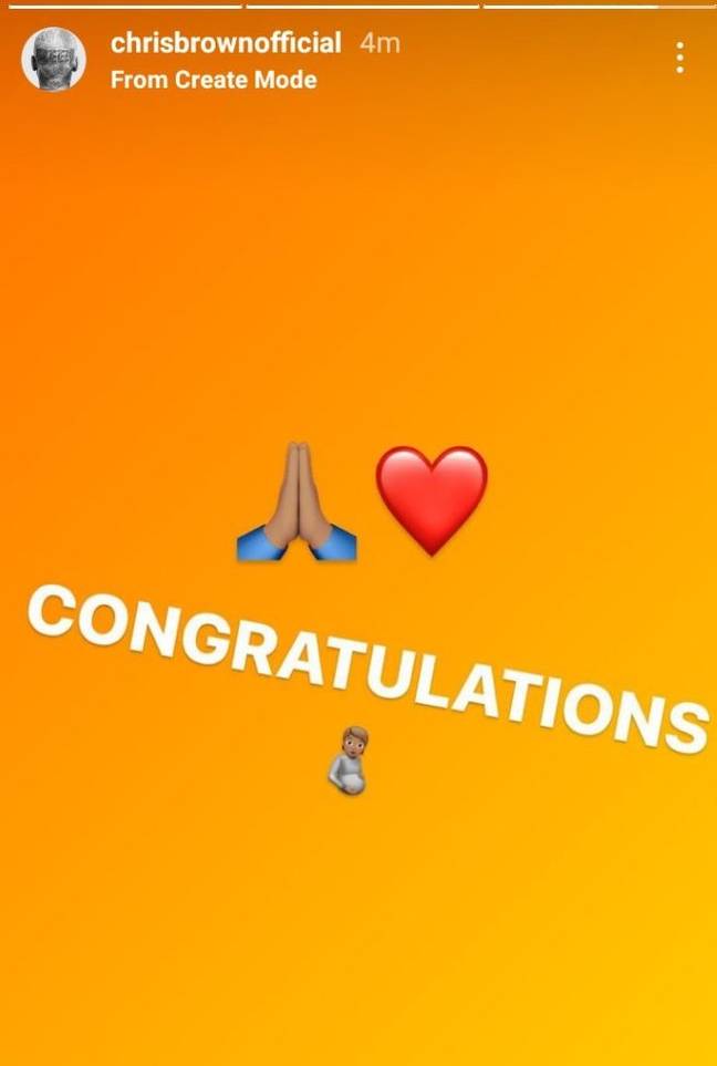 Fans believe Chris Brown sent a message of congratulations to Rihanna. Credit: Chris Brown/Instagram